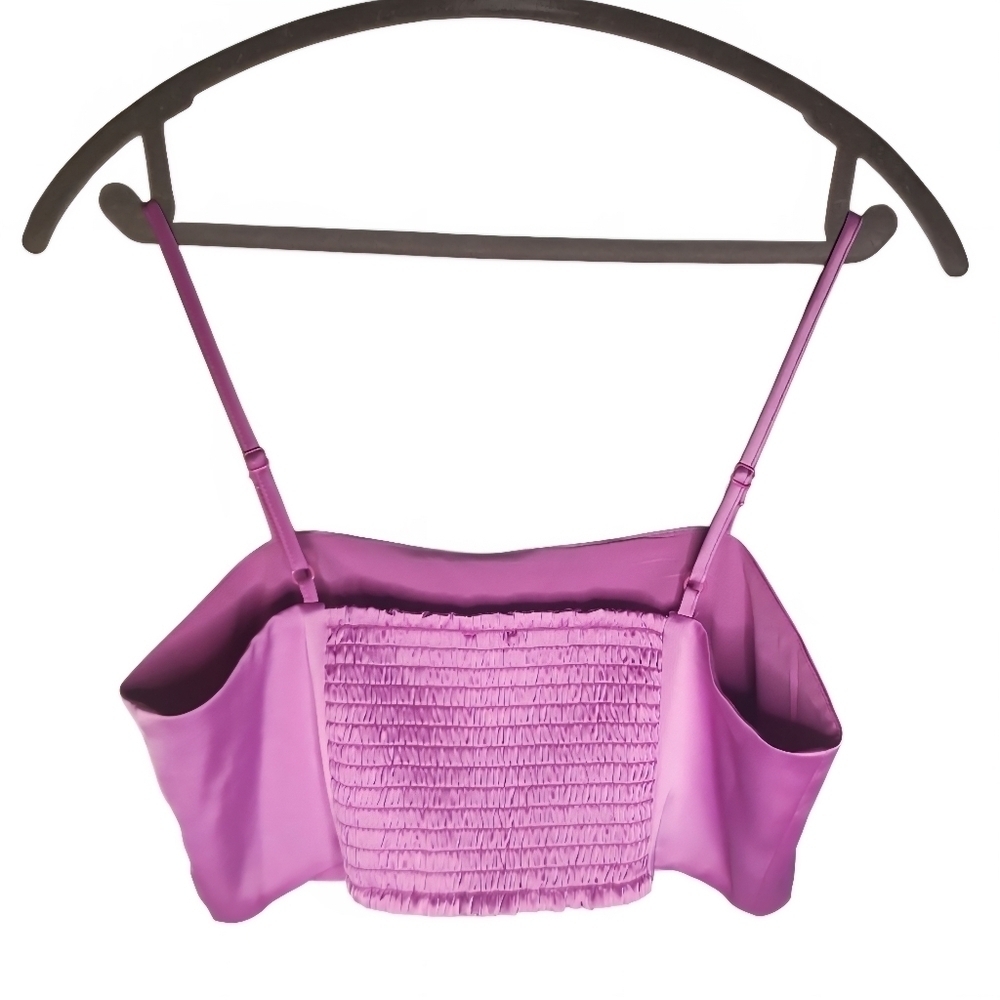 New House Of Harlow 1960 Satin Esq Crop Top Cosmic Purple Wisteria Violet Jewel - Picture 3 of 7